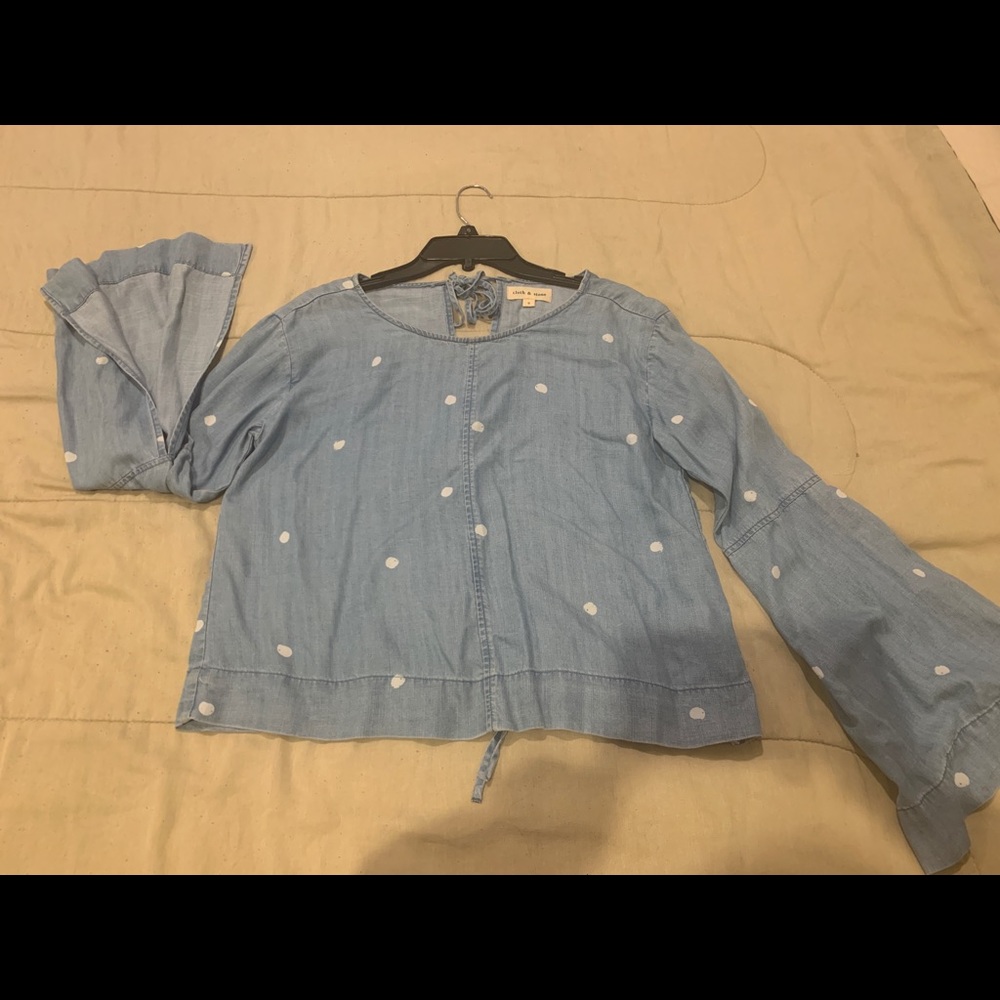 Tie Back Blue Polka Dot Flowy Top